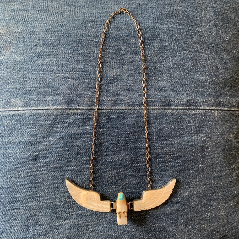 Eagle Necklace- Sterling Silver, Mother of Pearl, Turquoise